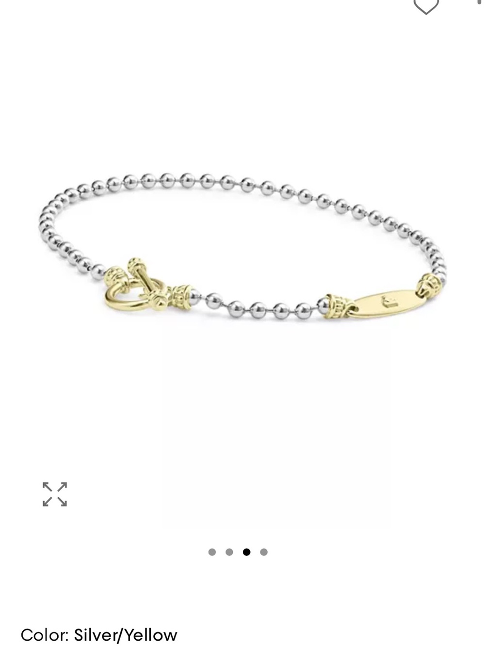 LAGOS Two-Tone Silver and 18K Gold Beaded Bracelet with Gold Toggle - Picture 6 of 6